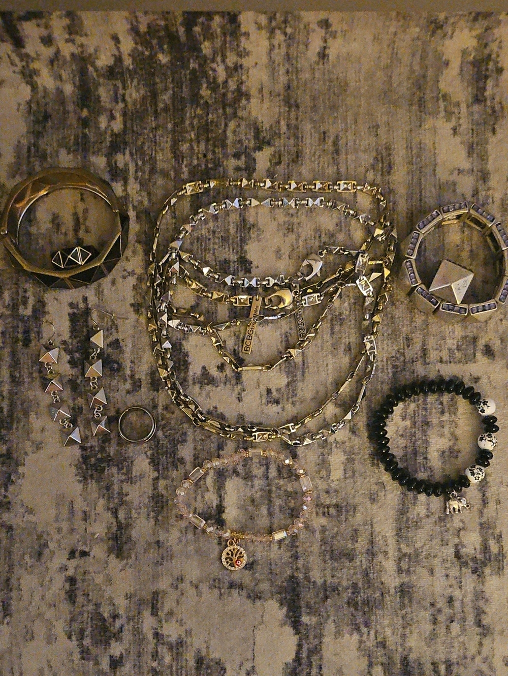 Jewelry Bundle 10 Items Mixed Metal Set Layered Chains & Bracelets Rings Earring - Picture 15 of 16